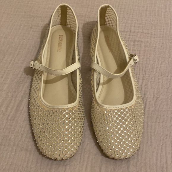 CUSHIONAIRE Maxie Studded Cream Mesh Mary Jane Flats. Size 9 Sold Out - Picture 7 of 10